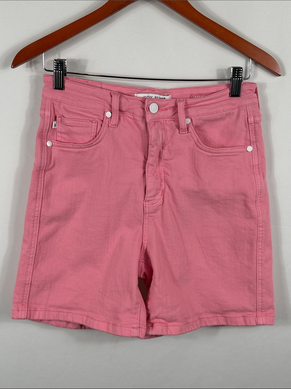 Judy Blue Soft Pink High-Rise Denim Shorts. Stretch. Womens Size L. 5.5” inseam